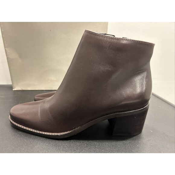 Bandolino Ankle Boots Booties Brown Leather Heel Zip 7.5 With Box - Picture 8 of 12